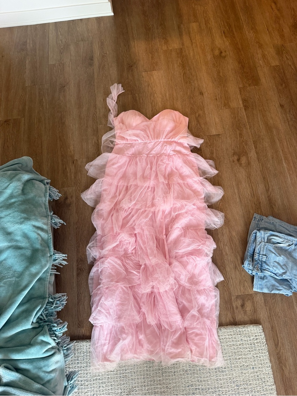 Revelry Pink Ruffled Tulle Formal Dress